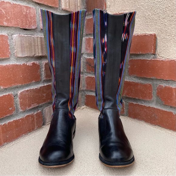 Reef 💦 Tall Black Leather/Canvas Boots Sz 6 - Picture 4 of 15